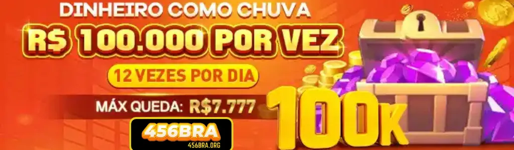 Promoções exclusivas do 456BRA cassino com bônus de até R$100.000.